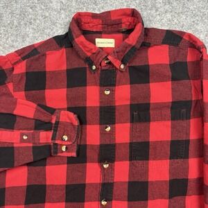 Hobbs Creek Red Buffalo Plaid Flannel Button Down Shirt Mens XL
